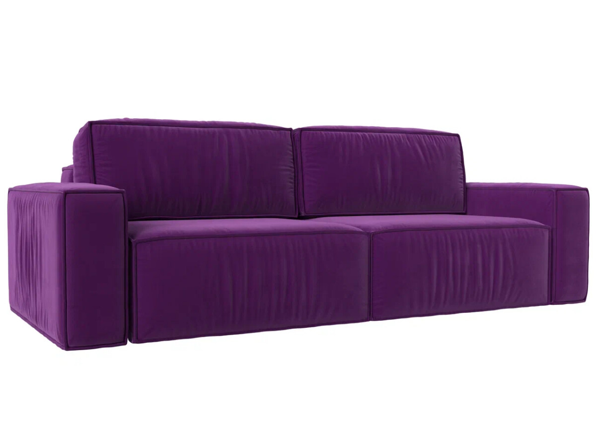 Прямой диван Прага классик, микровельвет, фиолетовый