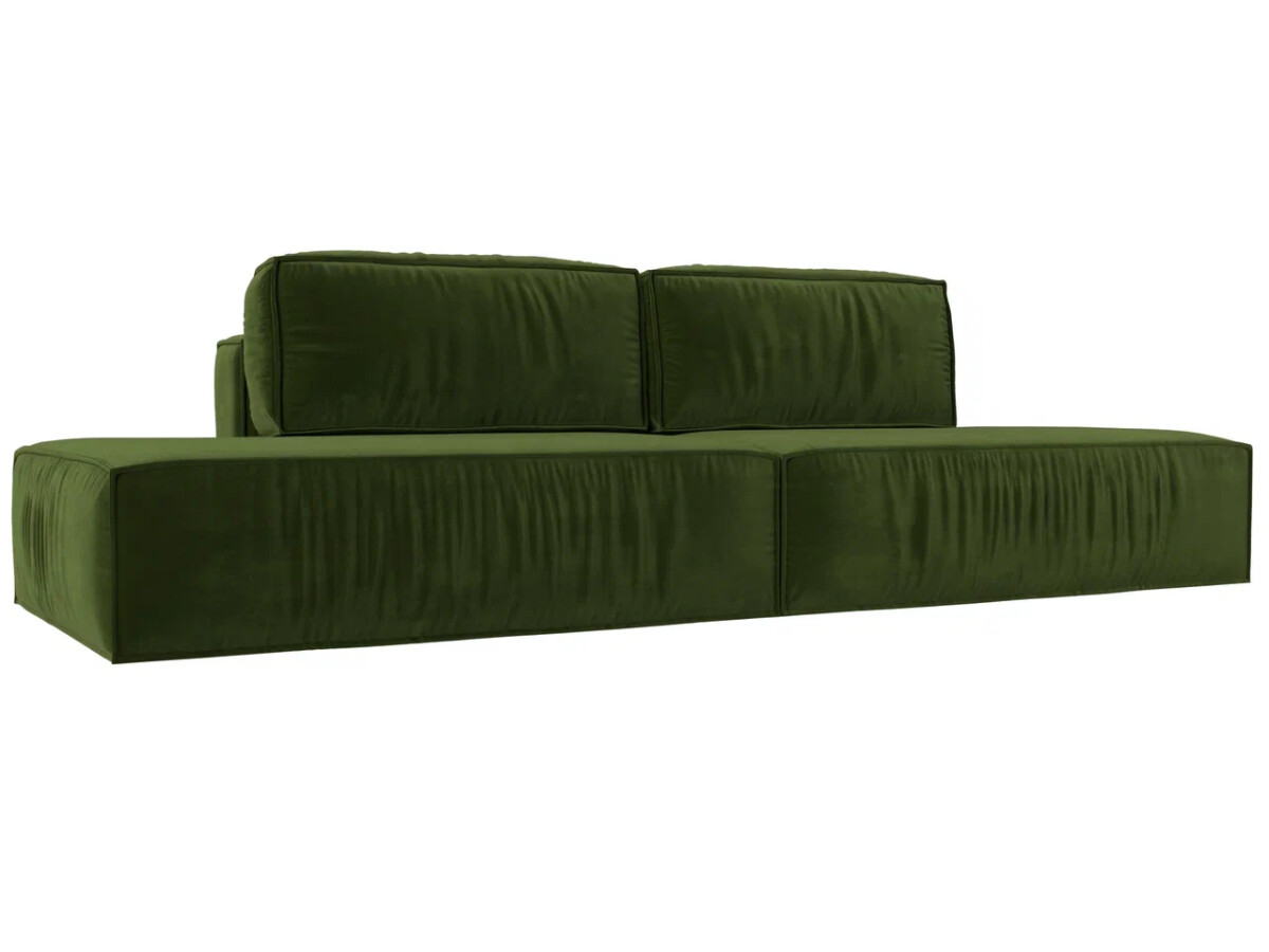 Прямой диван Прага лофт, микровельвет, зеленый