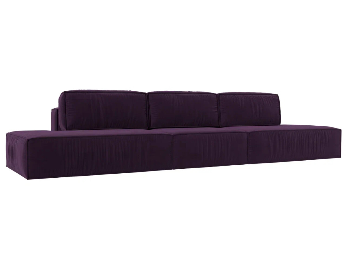 Прямой диван Прага лофт лонг, велюр, фиолетовый