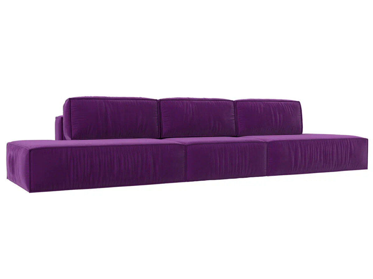 Прямой диван Прага лофт лонг, микровельвет, фиолетовый