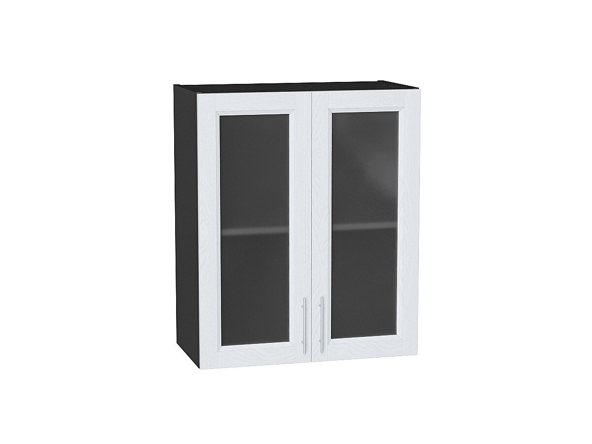 Шкаф верхний с 2-мя остекленными дверцами Сканди White Softwood Graphite