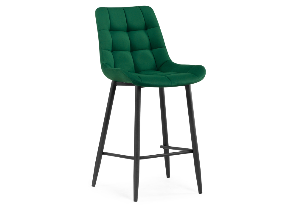 Барный стул Алст велюр зеленый/чёрный