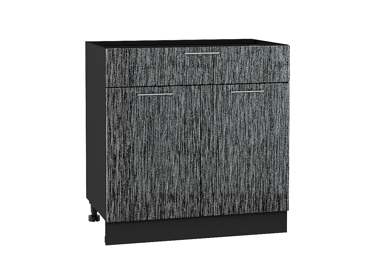 Шкаф нижний с 2-мя дверцами и ящиком Валерия-М Черный металлик дождь Graphite