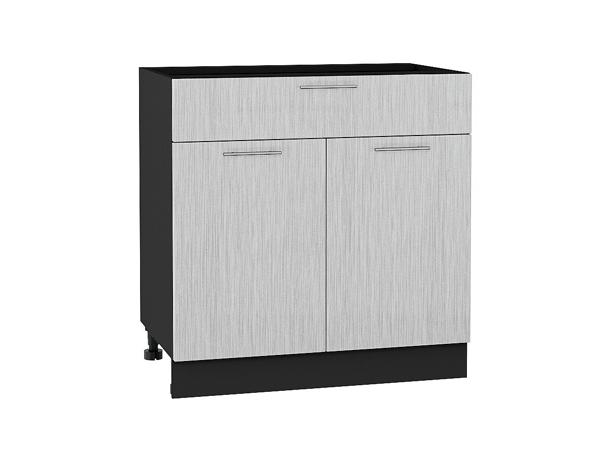 Шкаф нижний с 2-мя дверцами и ящиком Валерия-М Серый металлик дождь светлый Graphite