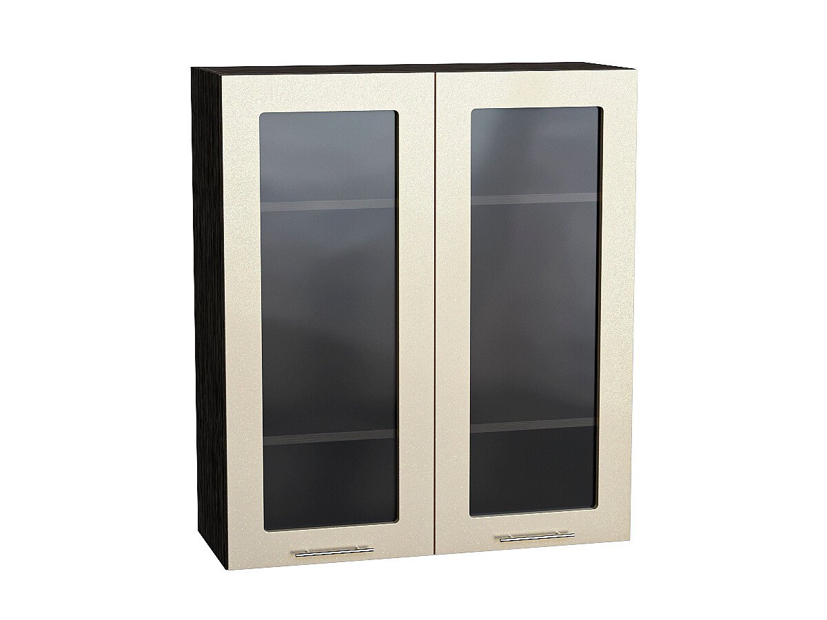 Шкаф верхний с 2-мя остекленными дверцами Валерия-М Бежевый металлик Graphite 920*800*318