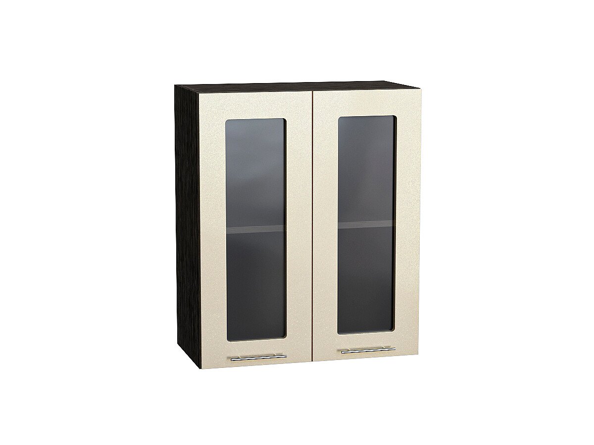 Шкаф верхний с 2-мя остекленными дверцами Валерия-М Бежевый металлик Graphite 716*600*318