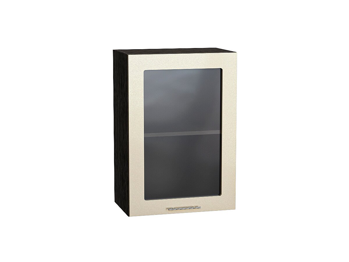Шкаф верхний с 1-ой остекленной дверцей Валерия-М Бежевый металлик Graphite 716*500*318