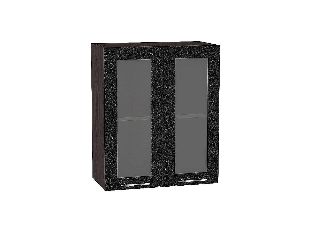 Шкаф верхний с 2-мя остекленными дверцами Валерия-М Черный металлик Graphite