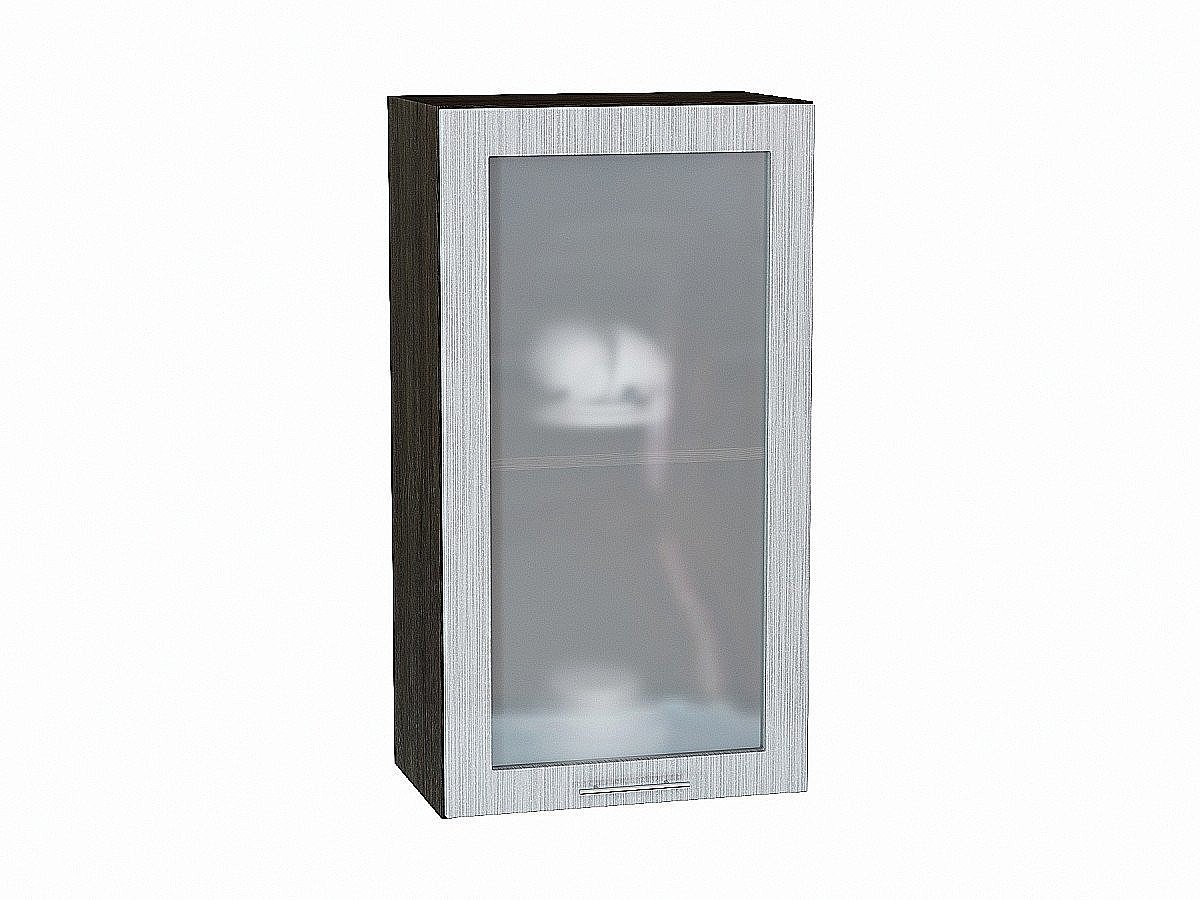 Шкаф верхний с 1-ой остекленной дверцей Валерия-М Серый металлик дождь светлый Graphite