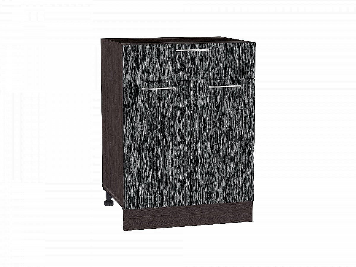 Шкаф нижний с 2-мя дверцами и ящиком Валерия-М Черный металлик дождь Graphite