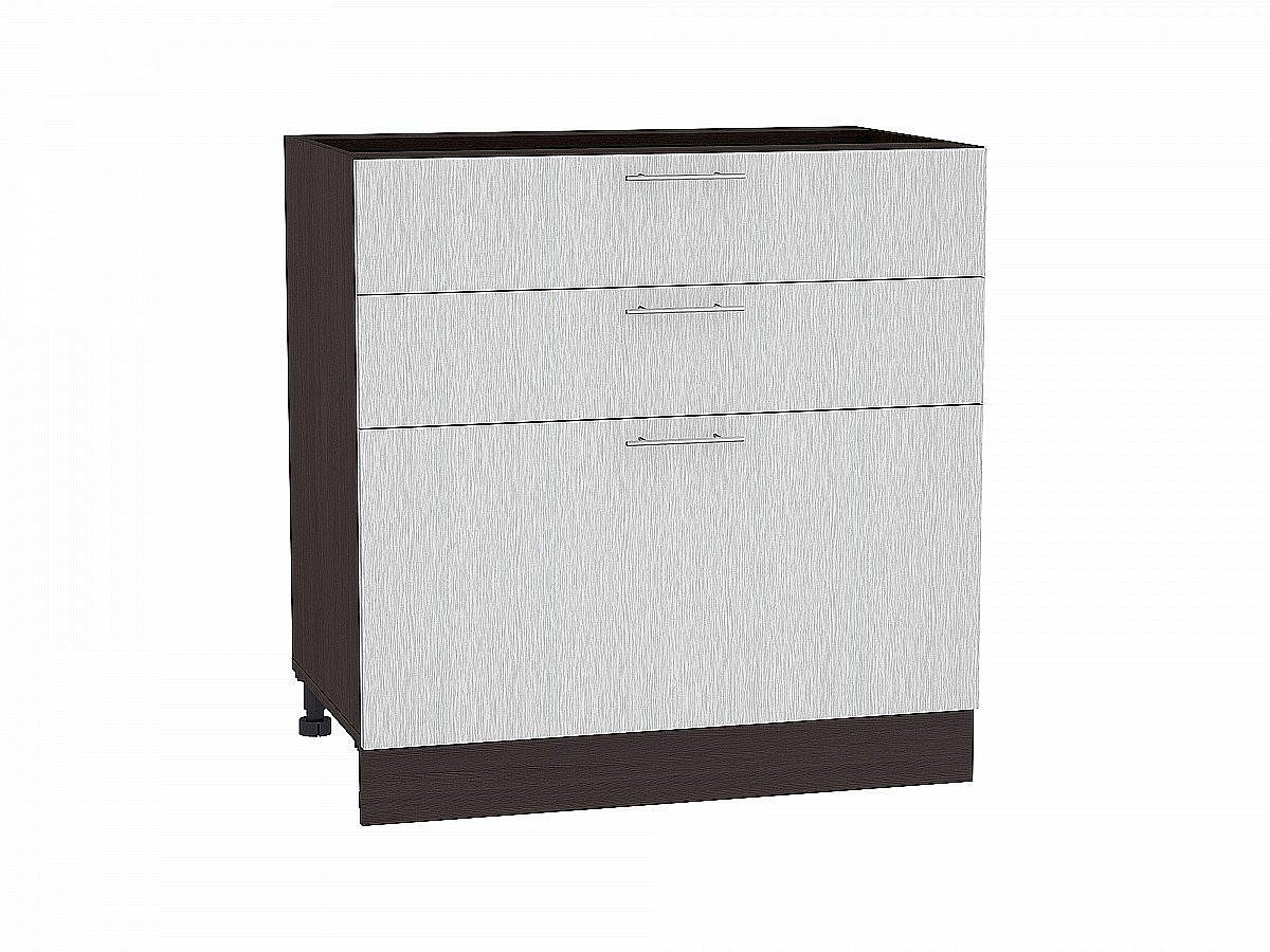 Шкаф нижний с 3-мя ящиками Валерия-М Серый металлик дождь светлый Graphite