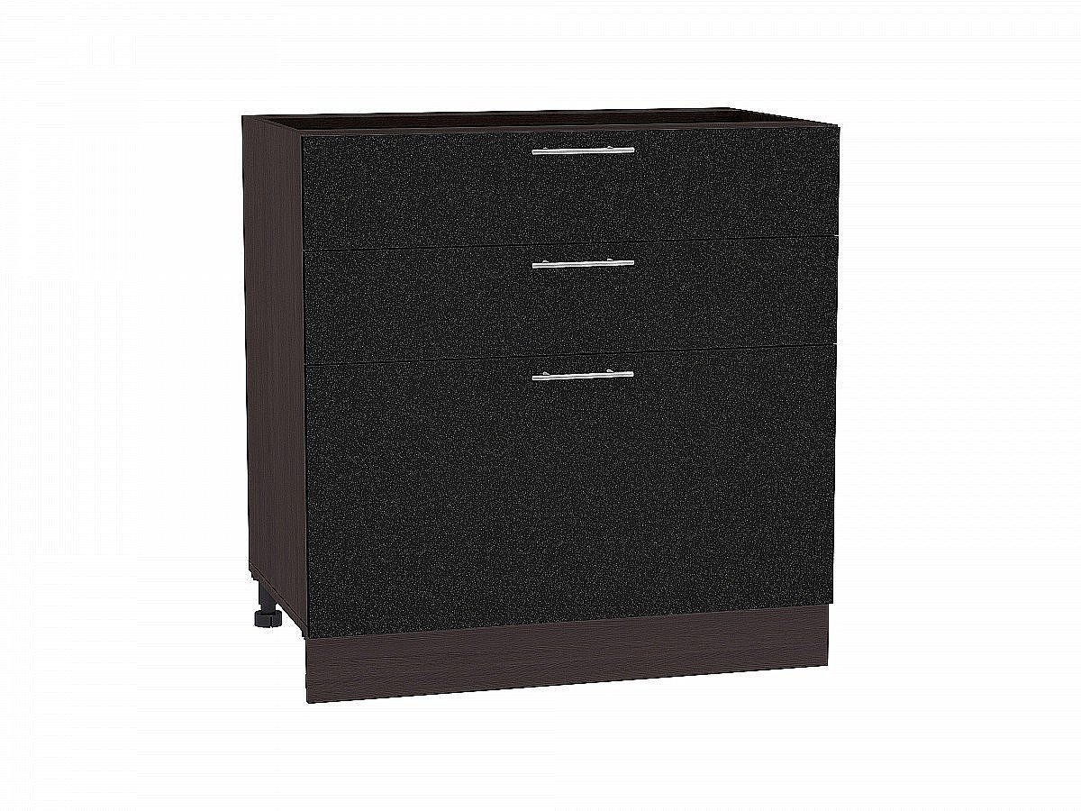 Шкаф нижний с 3-мя ящиками Валерия-М Черный металлик Graphite
