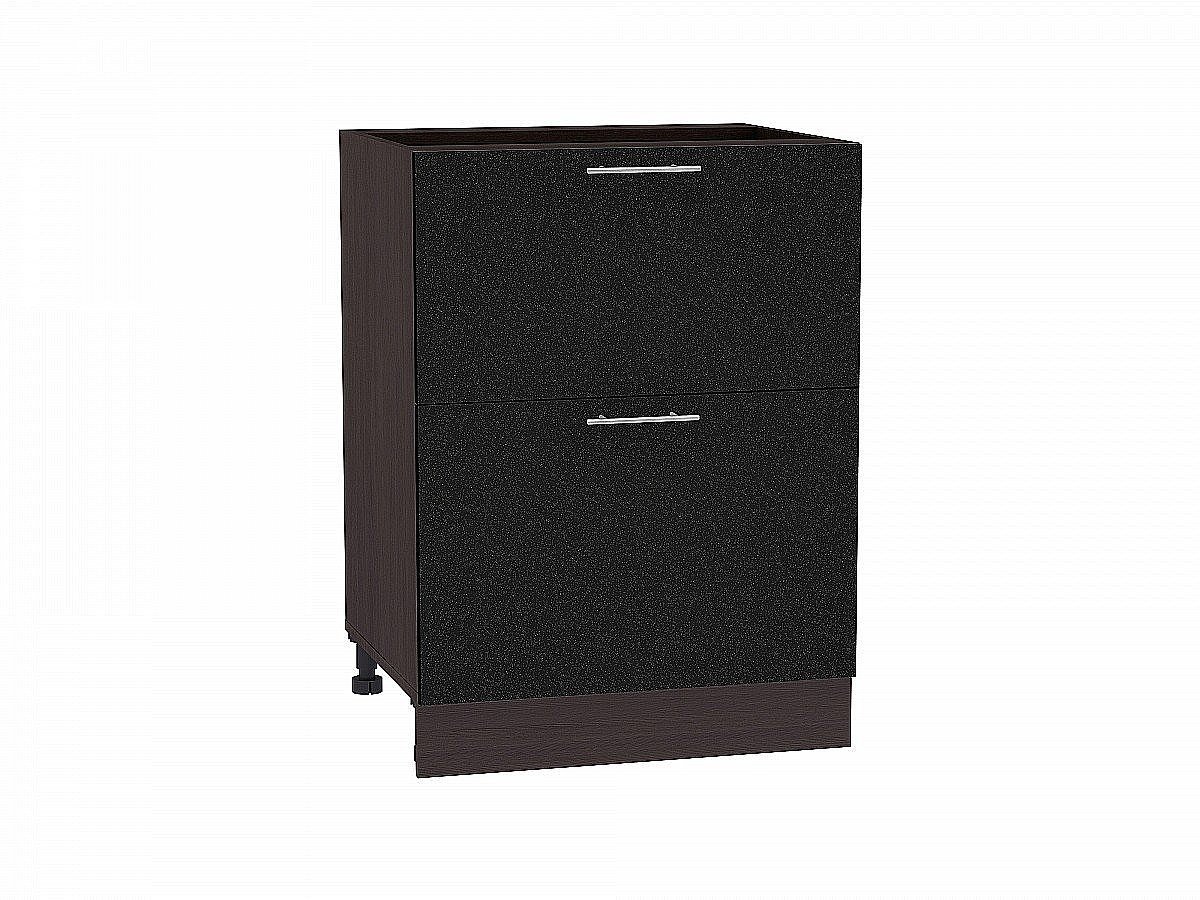 Шкаф нижний с 2-мя ящиками Валерия-М Черный металлик Graphite