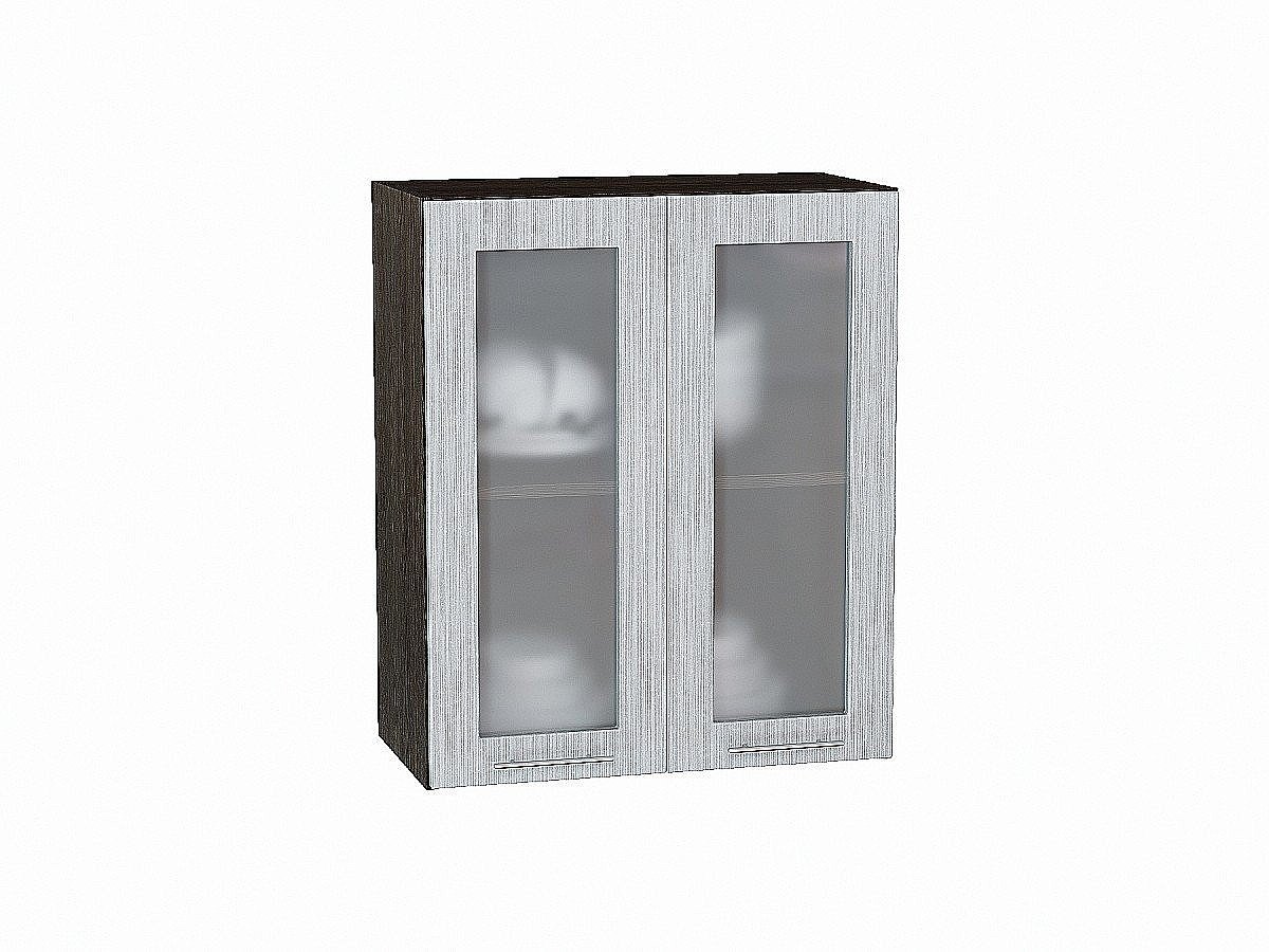 Шкаф верхний с 2-мя остекленными дверцами Валерия-М Серый металлик дождь светлый Graphite