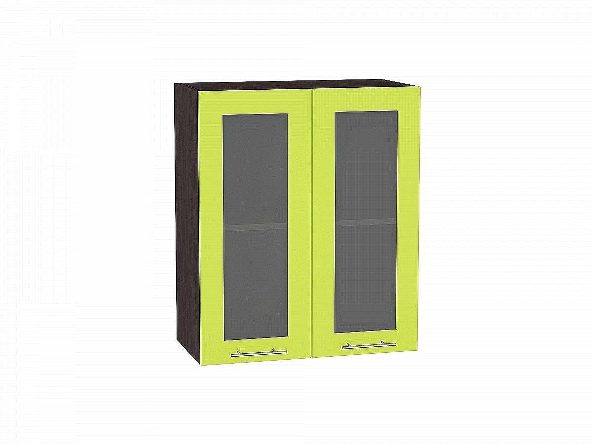 Шкаф верхний с 2-мя остекленными дверцами Валерия-М Лайм глянец Graphite