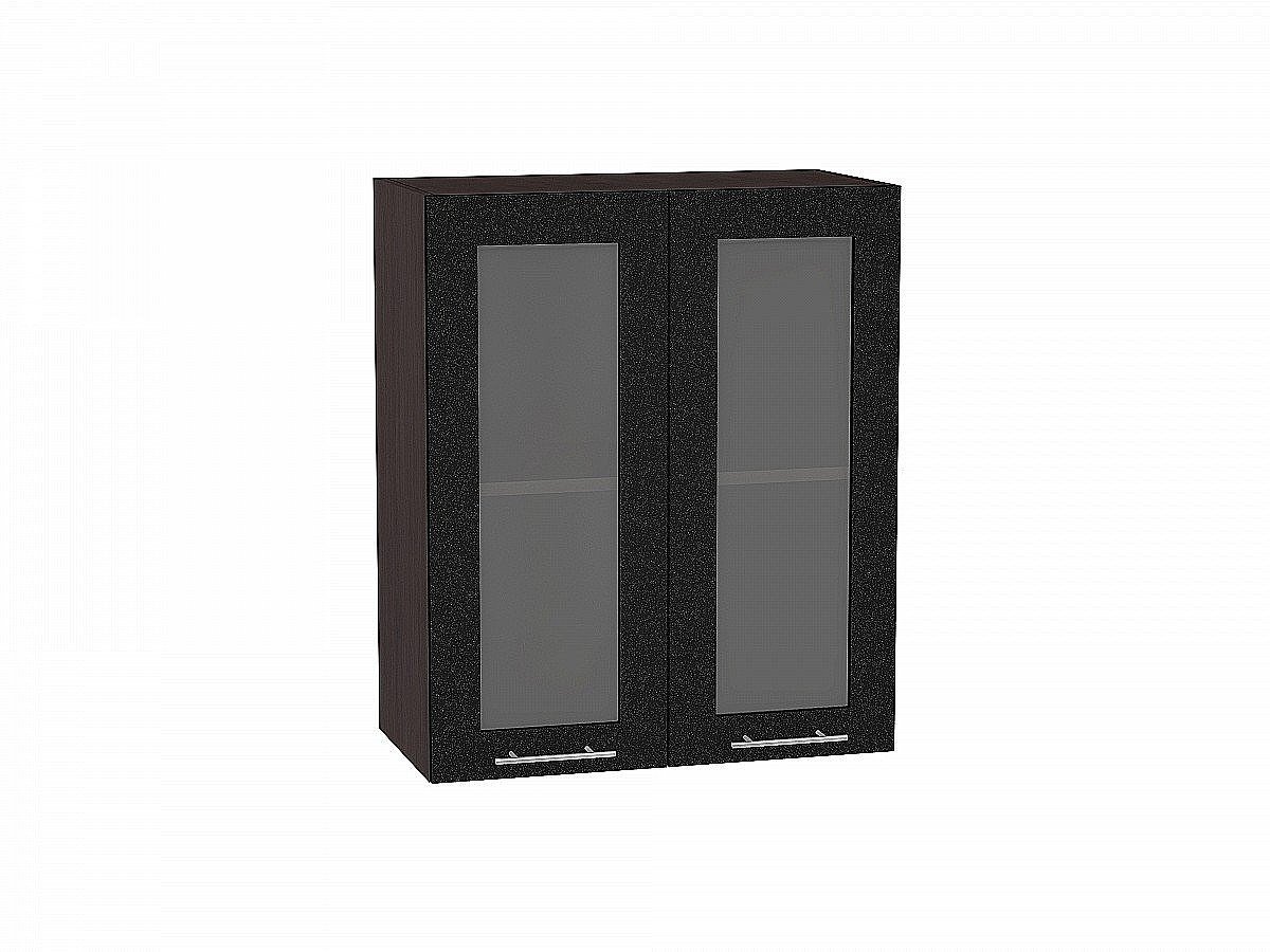 Шкаф верхний с 2-мя остекленными дверцами Валерия-М Черный металлик Graphite