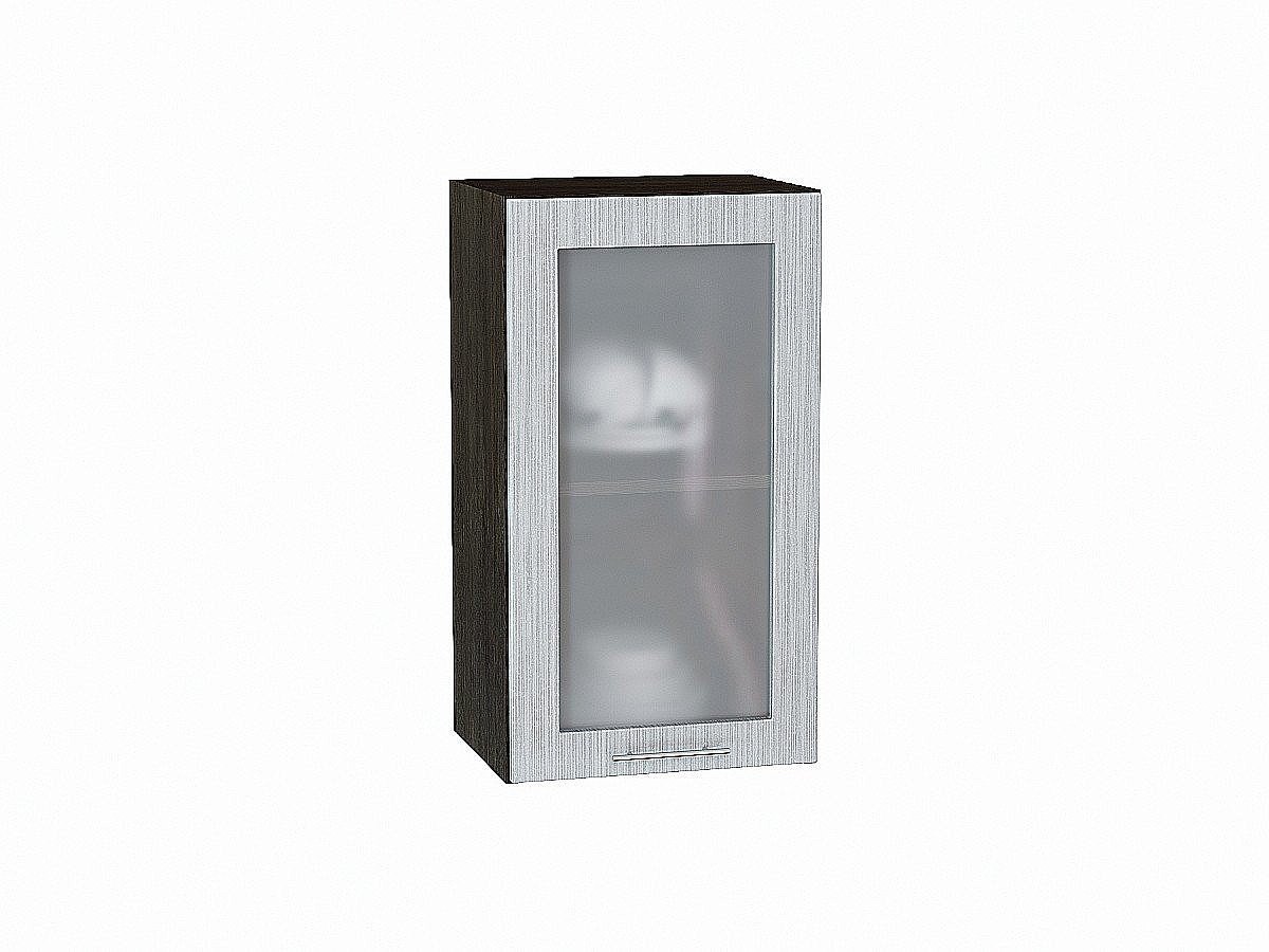 Шкаф верхний с 1-ой остекленной дверцей Валерия-М Серый металлик дождь светлый Graphite
