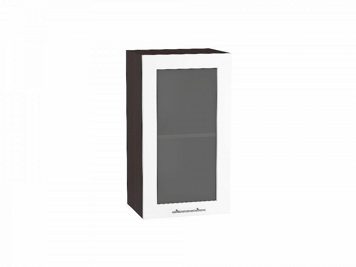 Шкаф верхний с 1-ой остекленной дверцей Валерия-М Белый глянец Graphite