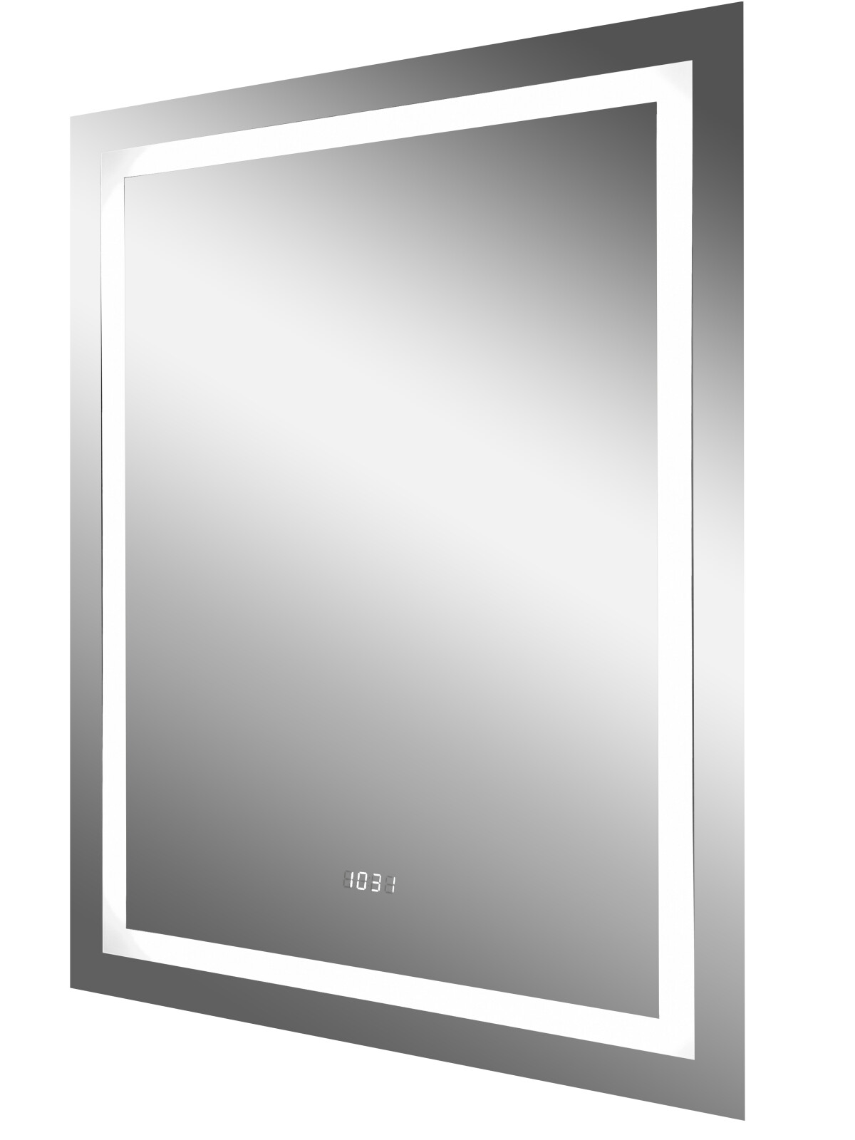 Зеркало "Verte Led" 600х800 с часами, датчиком движения