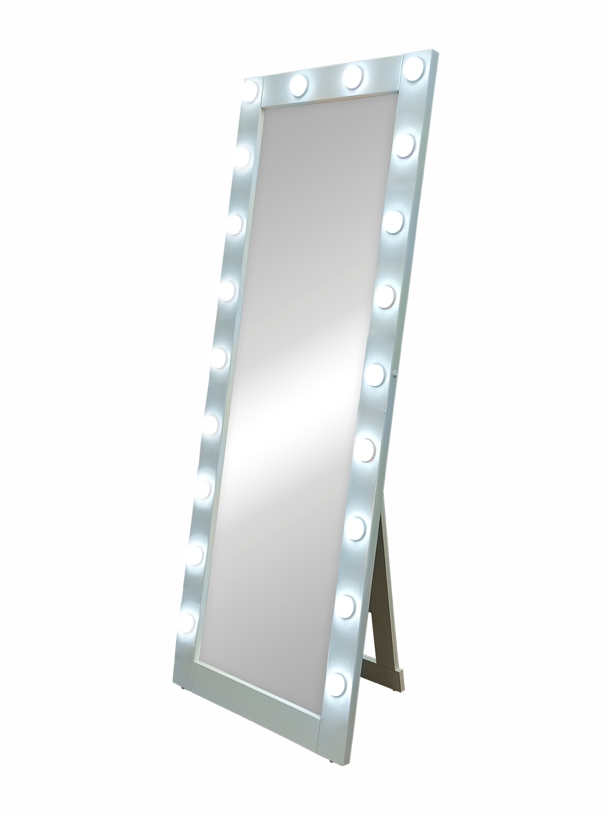 Зеркало Гримерное напольное белое 600х1750 (20 ламп)