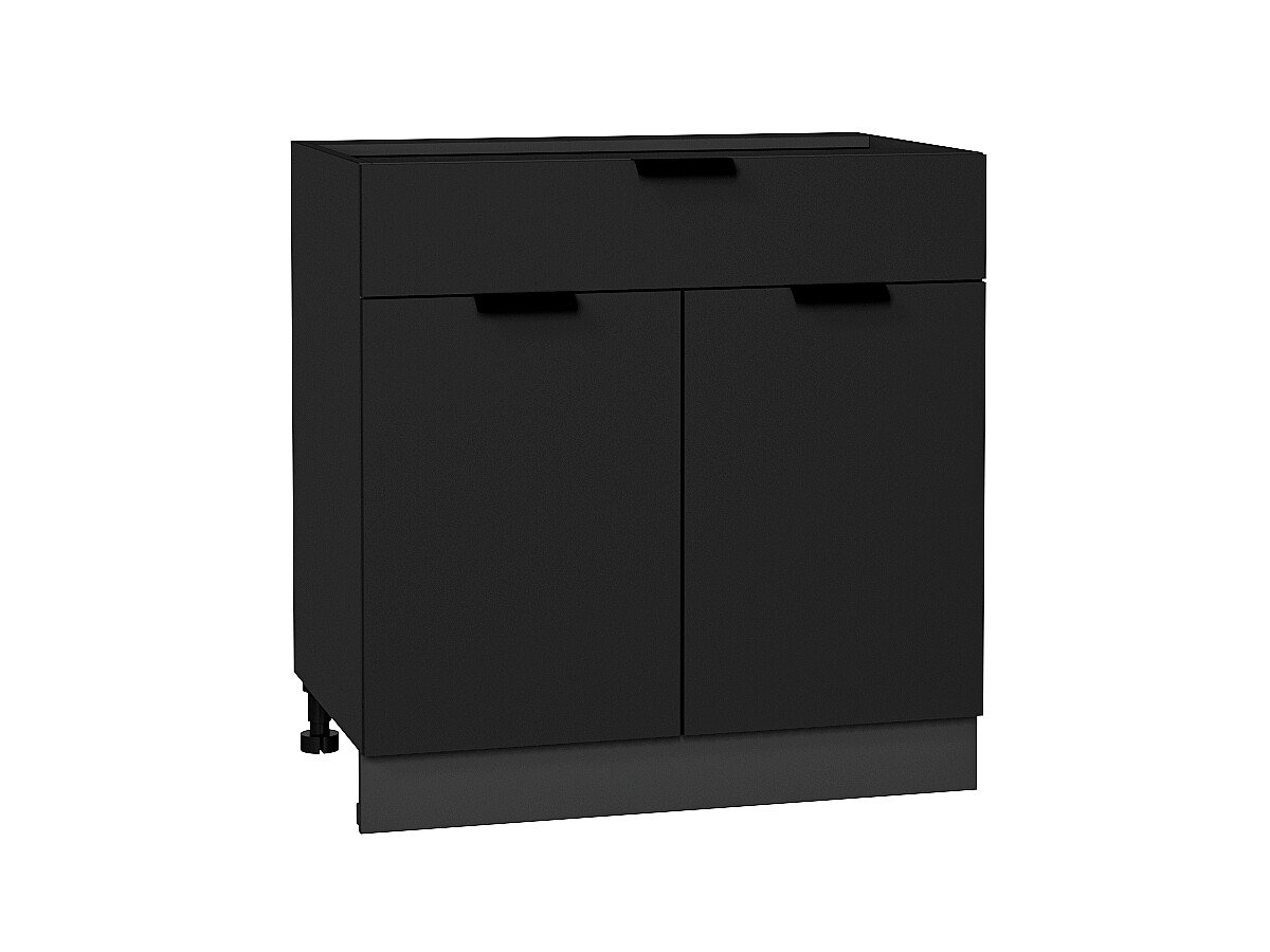 Шкаф нижний с 2-мя дверцами и ящиком Евро Антрацит / Graphite 816*800*478