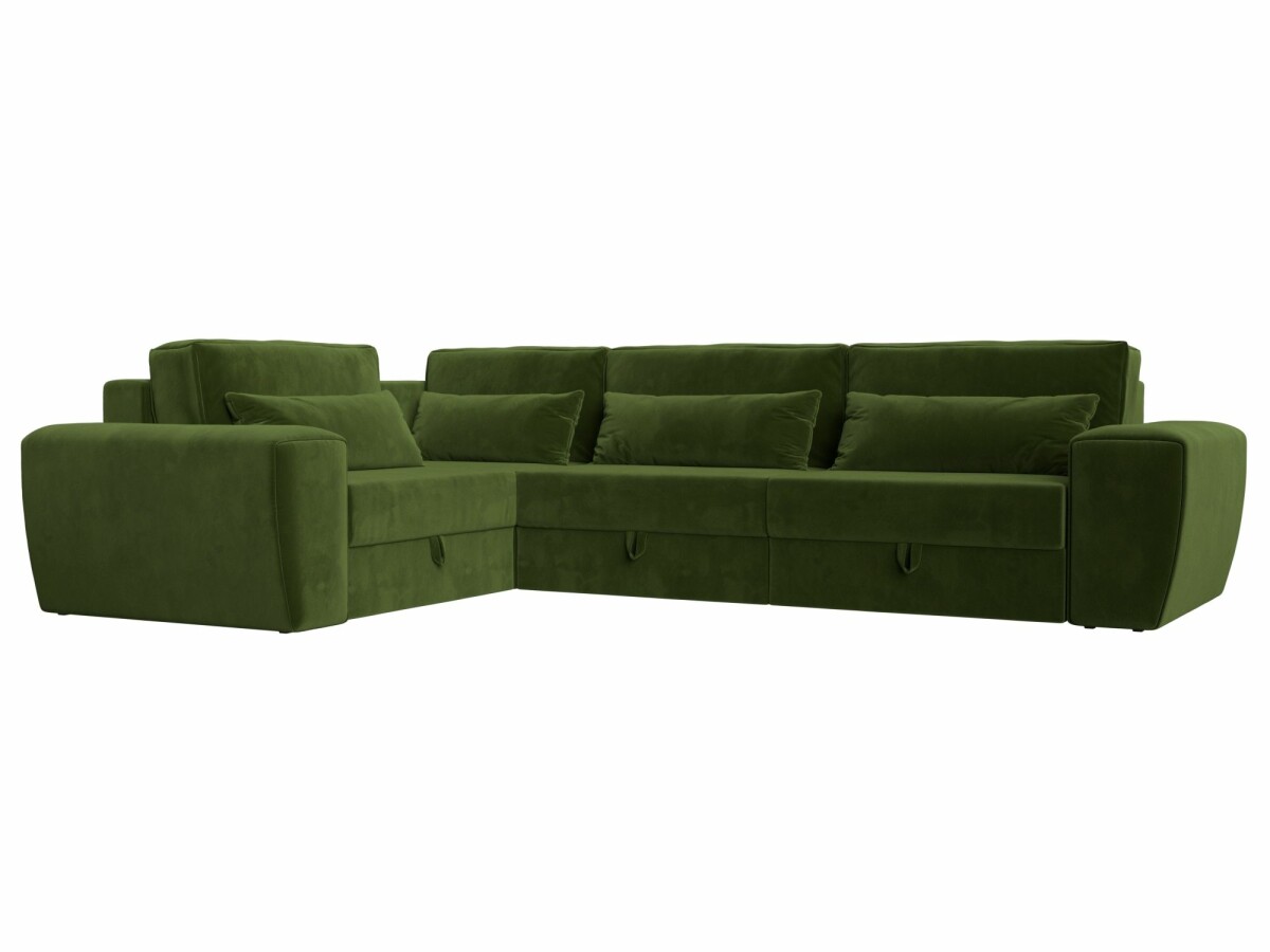 Угловой диван Лига-008 Long левый Микровельвет Зеленый