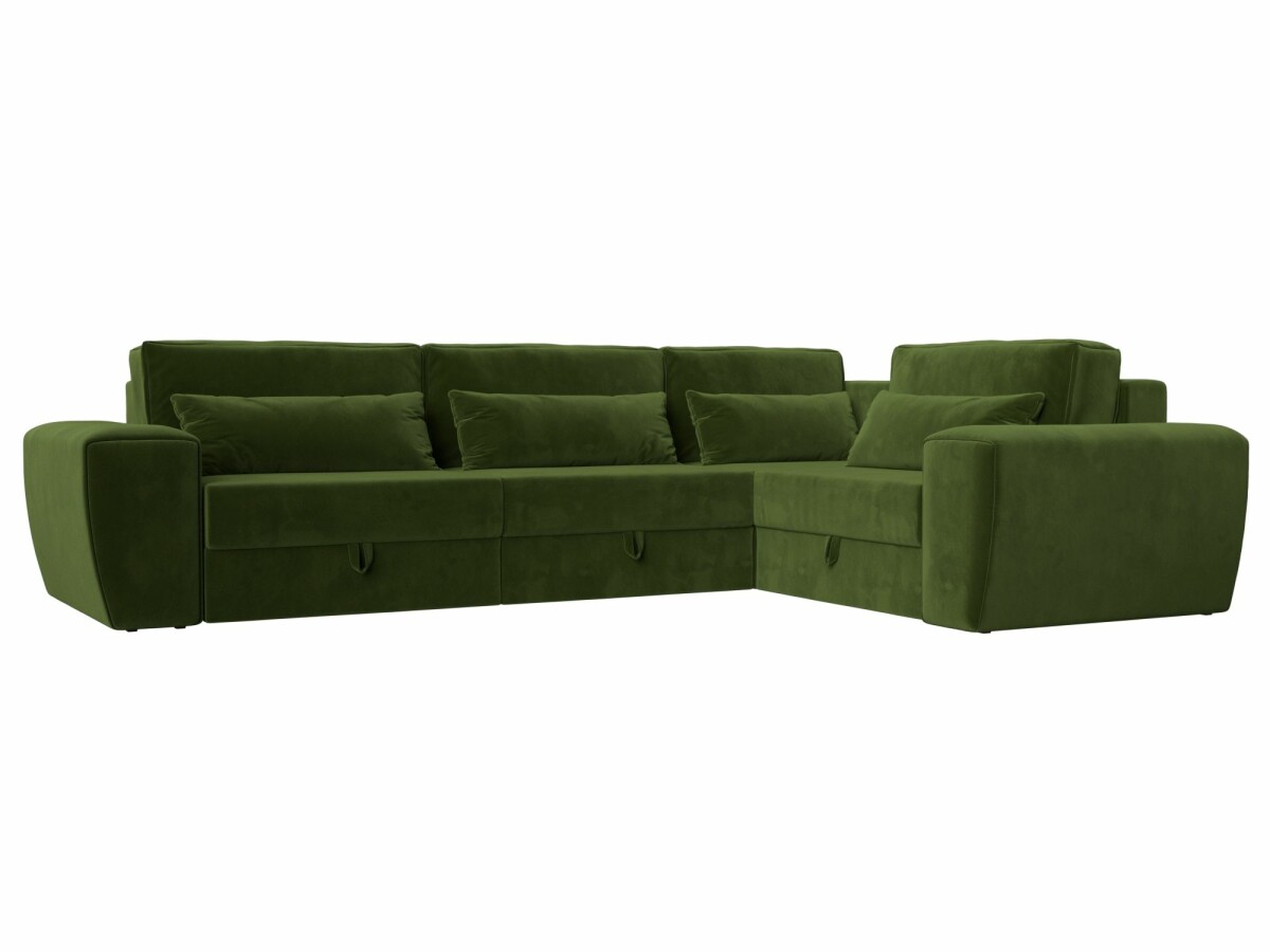 Угловой диван Лига-008 Long правый Микровельвет Зеленый