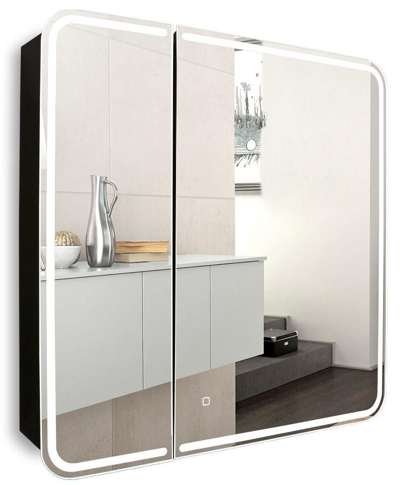 Зеркало-шкаф SILVER MIRRORS 805*800  Alliance - BLACK (LED-00002611)