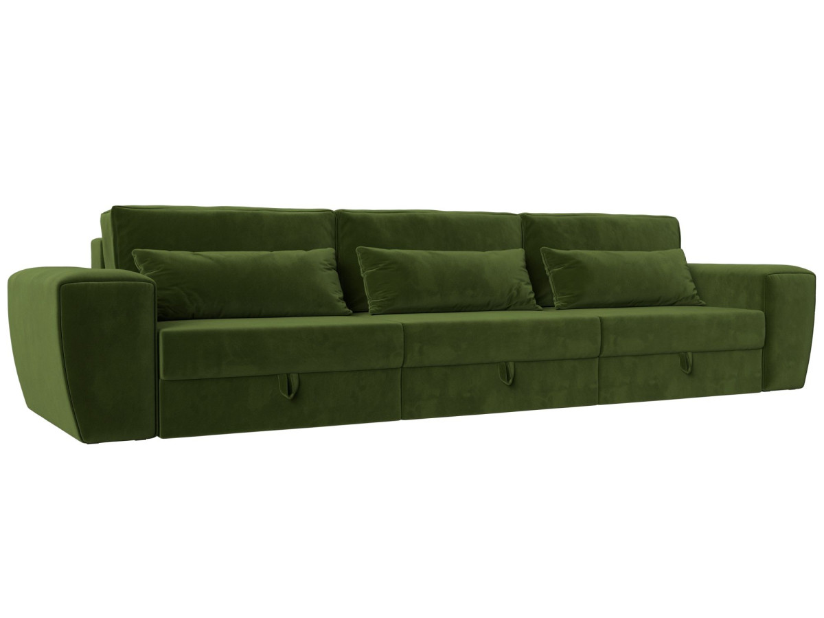Прямой диван Лига-008 Long Микровельвет Зеленый