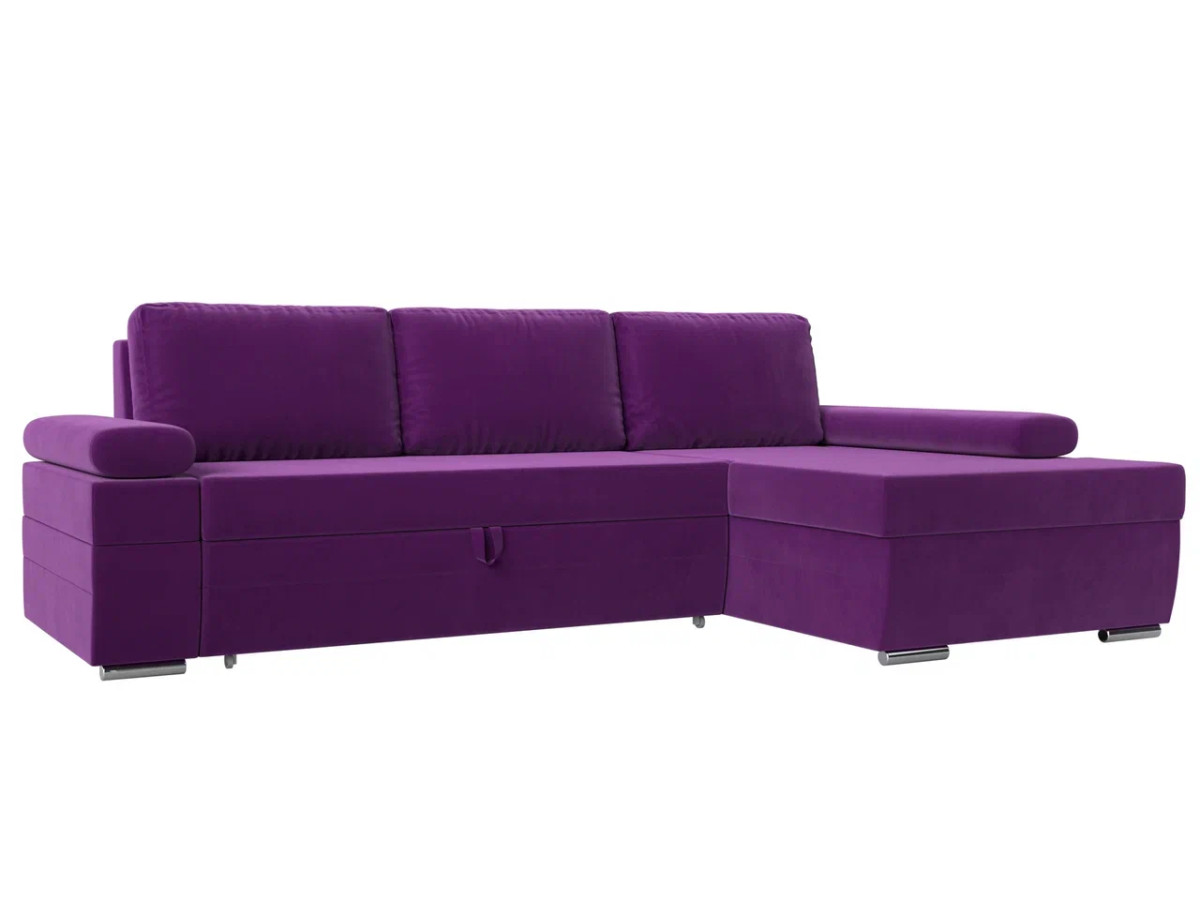 Угловой диван Канкун правый угол полностью Микровельвет Фиолетовый