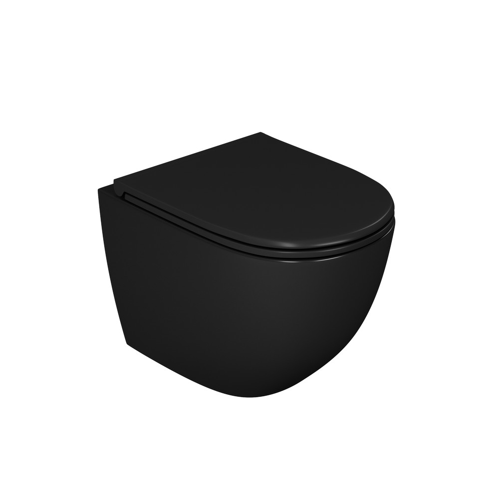 Унитаз подвесной безободковый DK Matrix DT1396025, 490*370*360мм, сиденье микролифт, черный