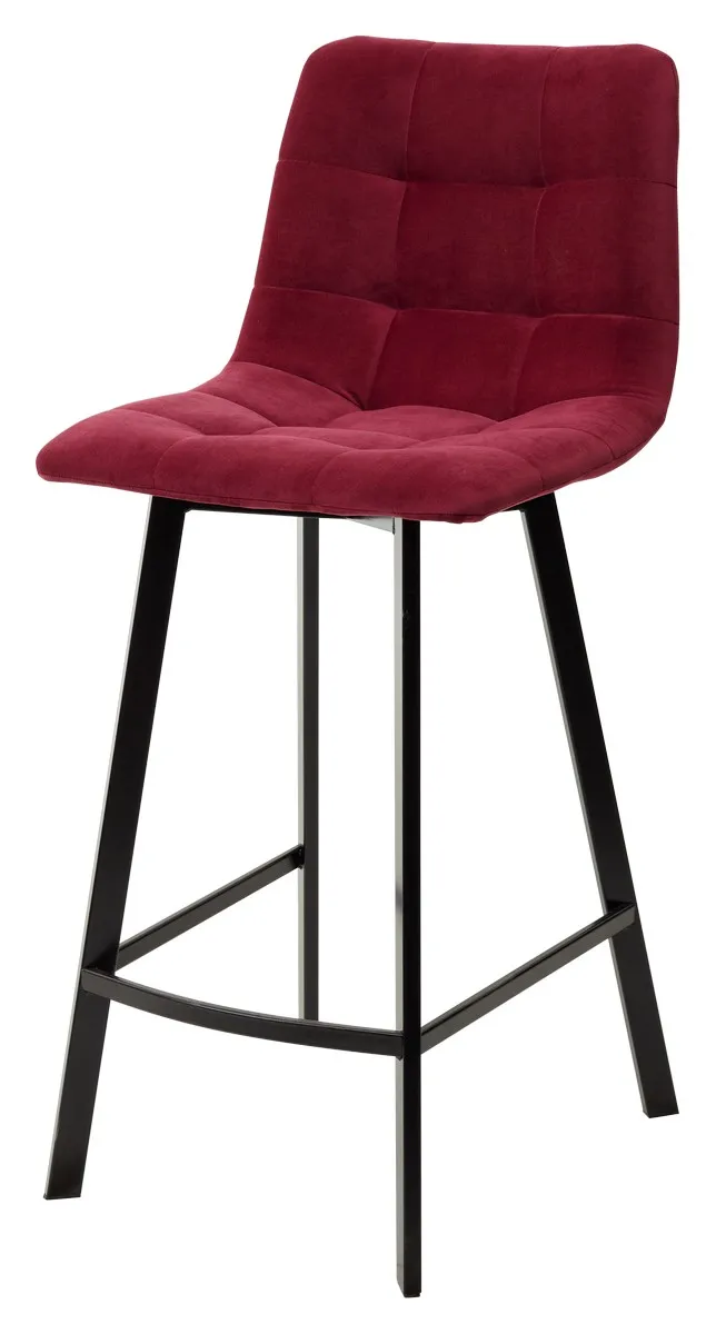 Полубарный стул CHILLI-QB SQUARE винный #16, велюр/чёрный каркас (H=66cm)