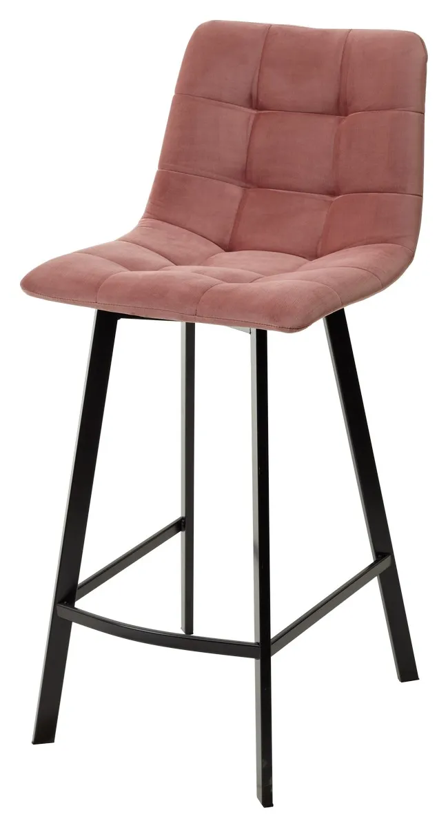 Полубарный стул CHILLI-QB SQUARE розовый #15, велюр/чёрный каркас (H=66cm)