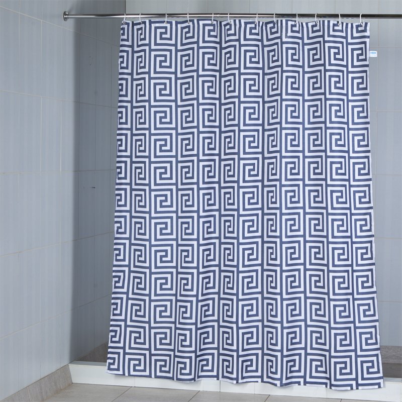 Штора текстильная для ванной и душа Лабиринт 180 х 200см, цвет синий