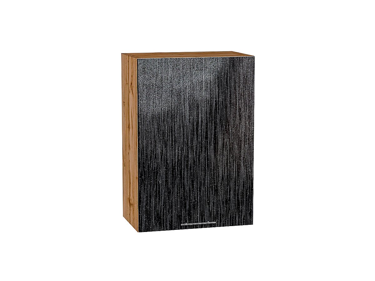 Шкаф верхний с 1-ой дверцей Валерия-М Черный металлик дождь Дуб Вотан 716*500*318