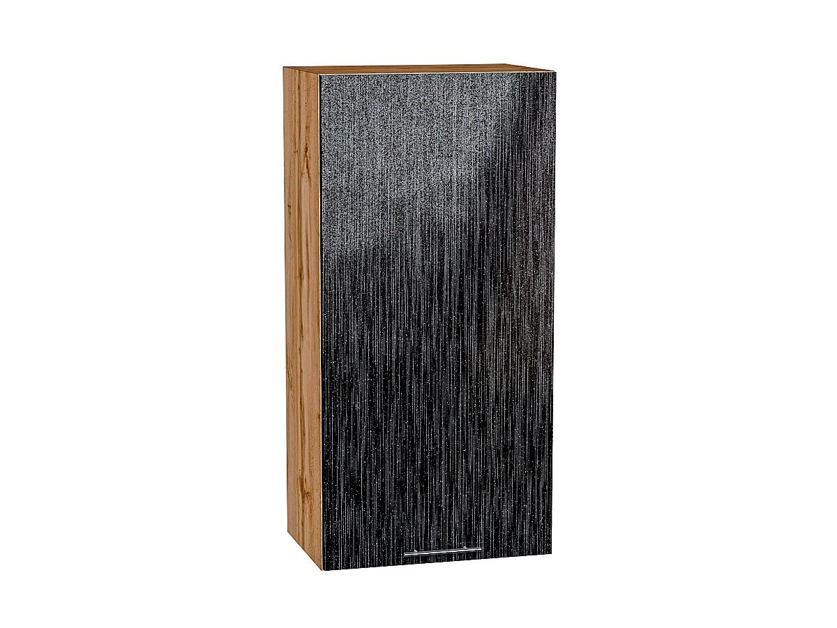 Шкаф верхний с 1-ой дверцей Валерия-М Черный металлик дождь Дуб Вотан 920*450*318