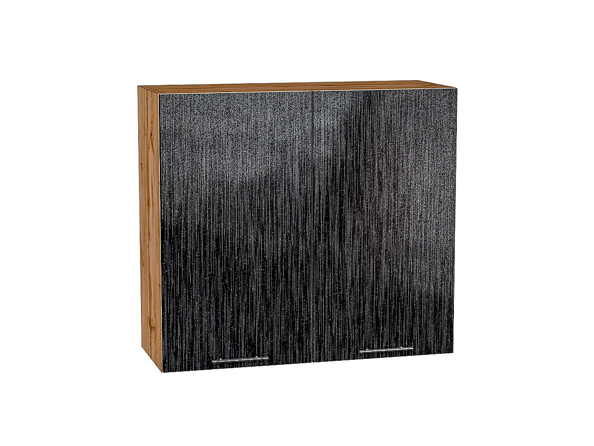 Шкаф верхний с 2-мя дверцами Валерия-М Черный металлик дождь Дуб Вотан 716*800*318