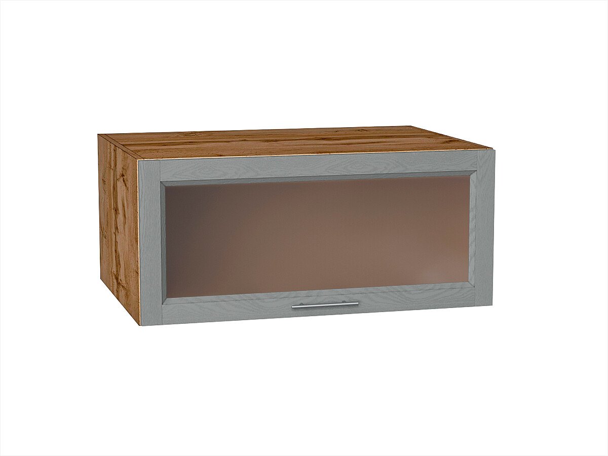 Шкаф верхний горизонтальный остекленный глубокий Сканди Grey Softwood Дуб Вотан 358*800*576