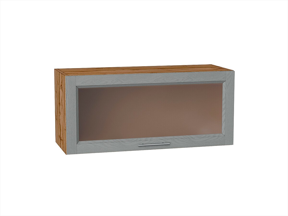 Шкаф верхний горизонтальный остекленный Сканди Grey Softwood Дуб Вотан 358*800*320