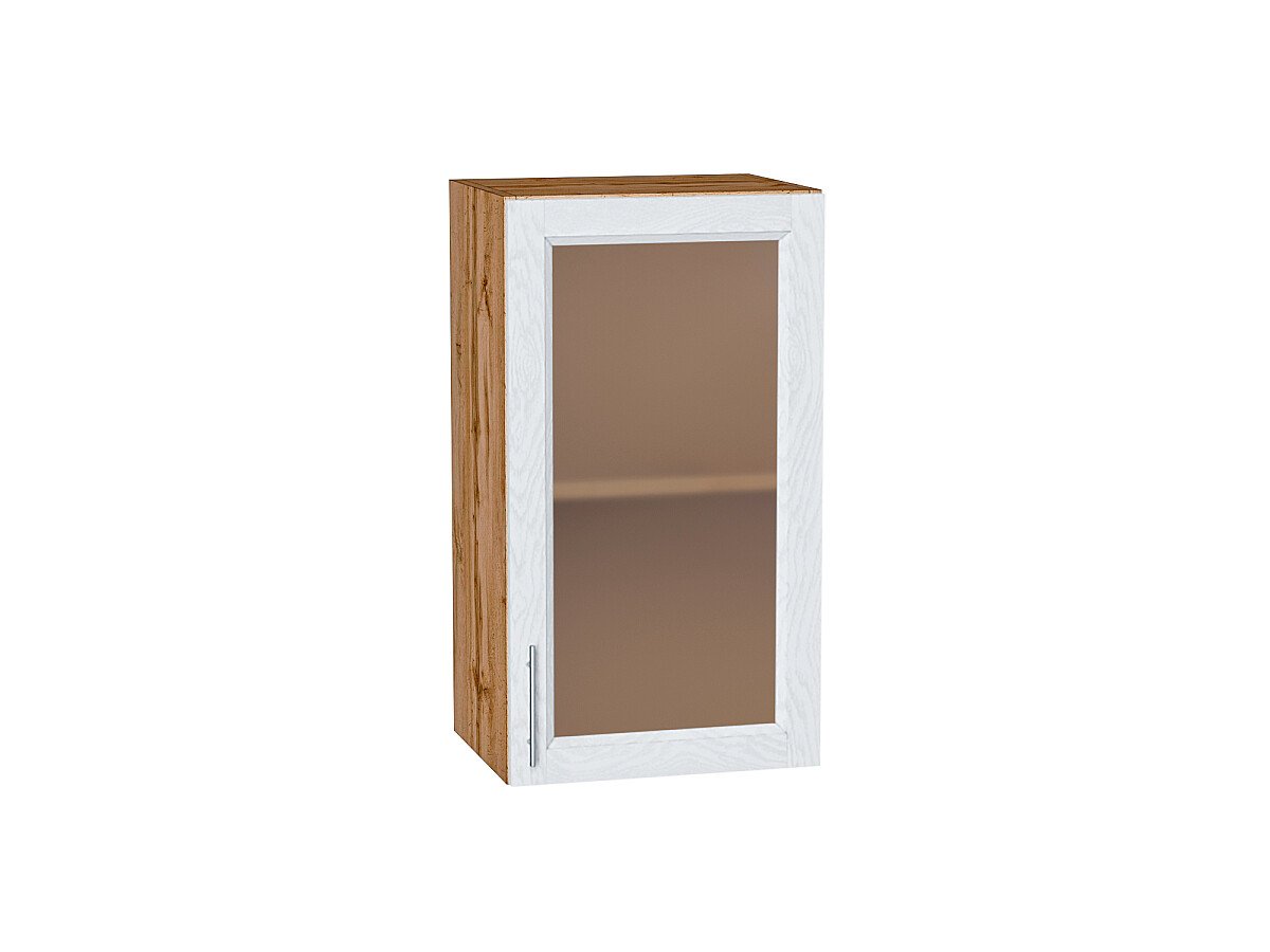Шкаф верхний с 1-ой остекленной дверцей Сканди White Softwood Дуб Вотан 716*400*320