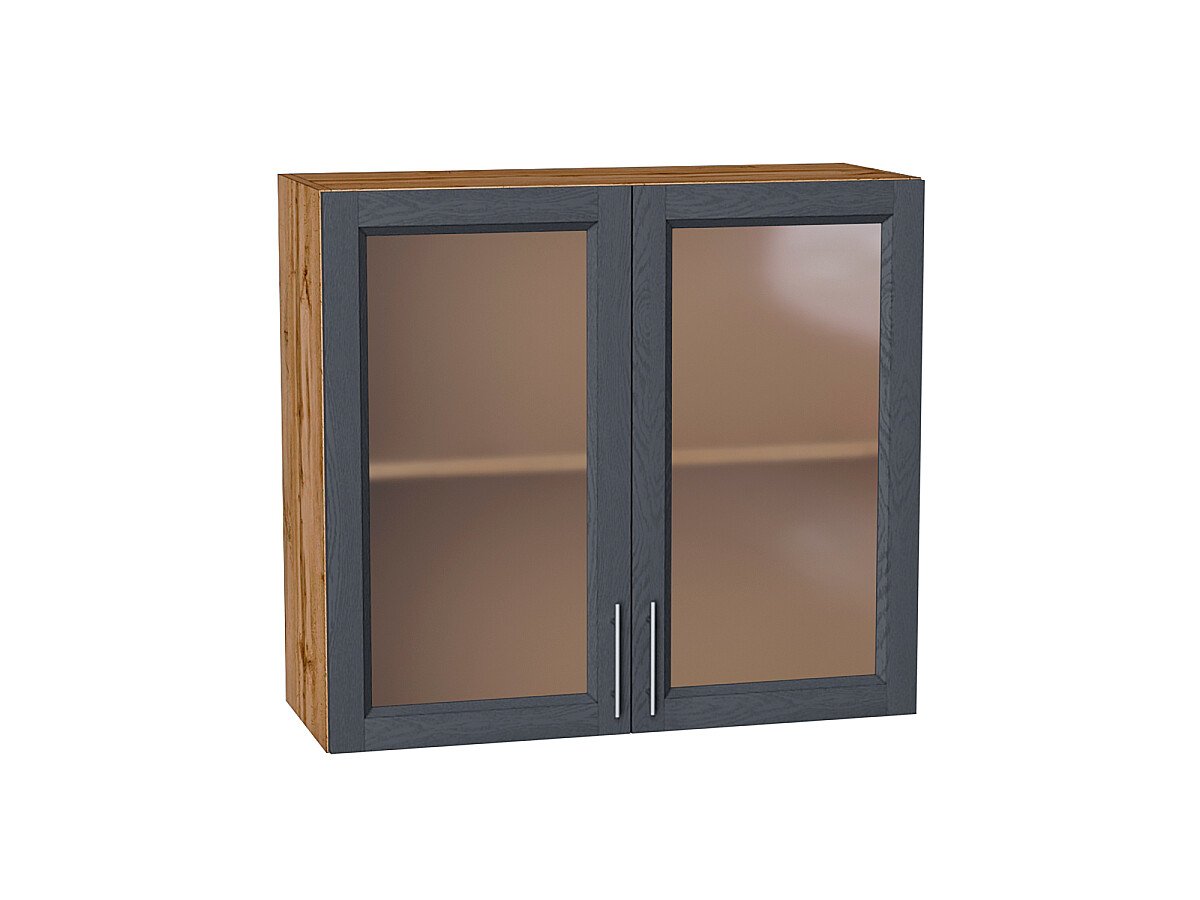 Шкаф верхний с 2-мя остекленными дверцами Сканди Graphite Softwood Дуб Вотан 716*800*320