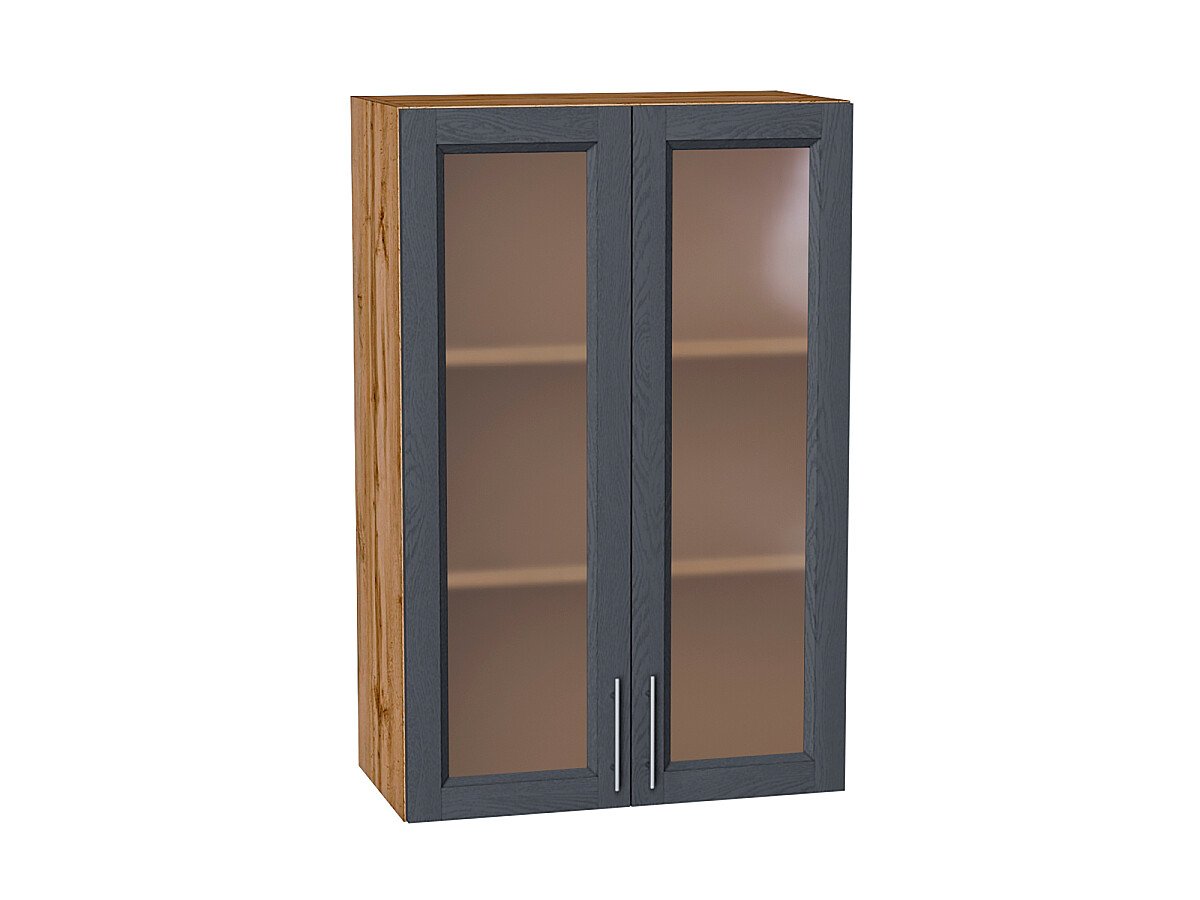 Шкаф верхний с 2-мя остекленными дверцами Сканди Graphite Softwood Дуб Вотан 920*600*320