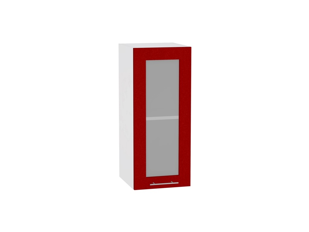 Шкаф верхний с 1-ой остекленной дверцей Валерия-М В 300 Гранатовый металлик-Белый