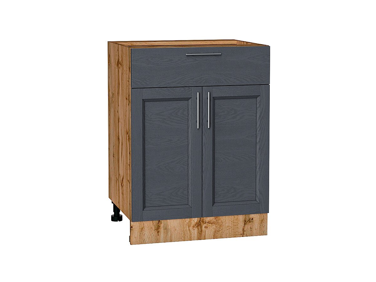 Шкаф нижний с 2-мя дверцами и ящиком Сканди Graphite Softwood Дуб Вотан 816*600*480