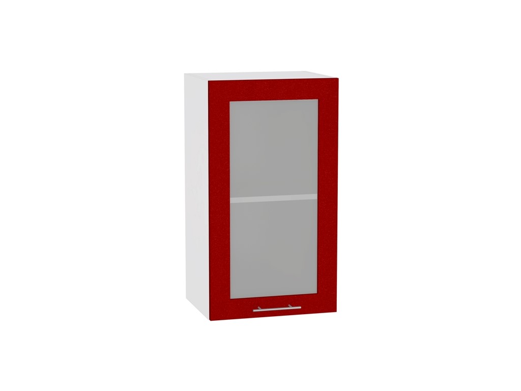Шкаф верхний с 1-ой остекленной дверцей Валерия-М В 400 Гранатовый металлик-Белый