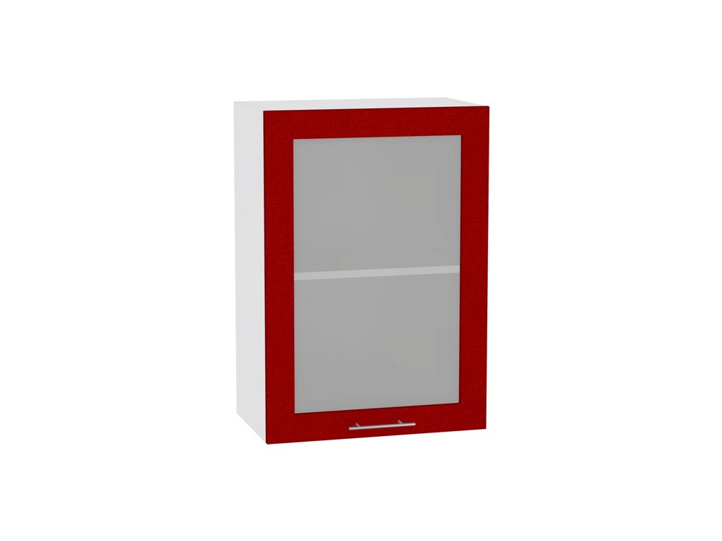 Шкаф верхний с 1-ой остекленной дверцей Валерия-М В 500 Гранатовый металлик-Белый