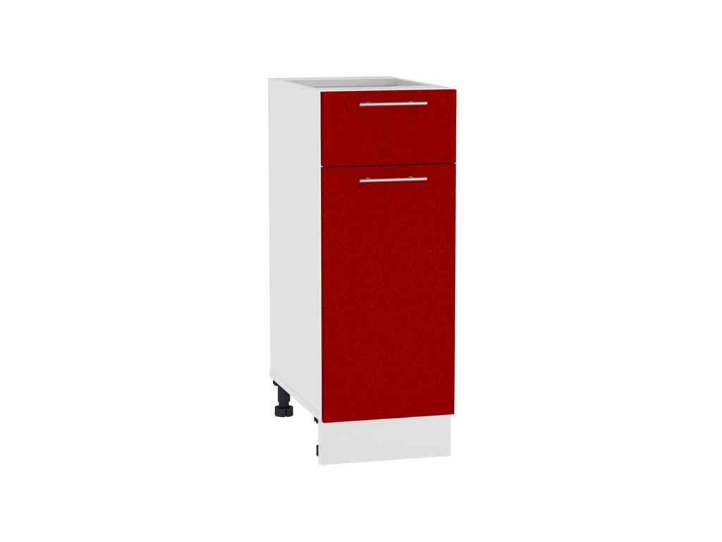 Шкаф нижний с 1-ой дверцей и ящиком Валерия-М Н 301 Гранатовый металлик-Белый