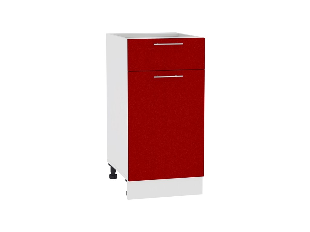 Шкаф нижний с 1-ой дверцей и ящиком Валерия-М Н 401 Гранатовый металлик-Белый