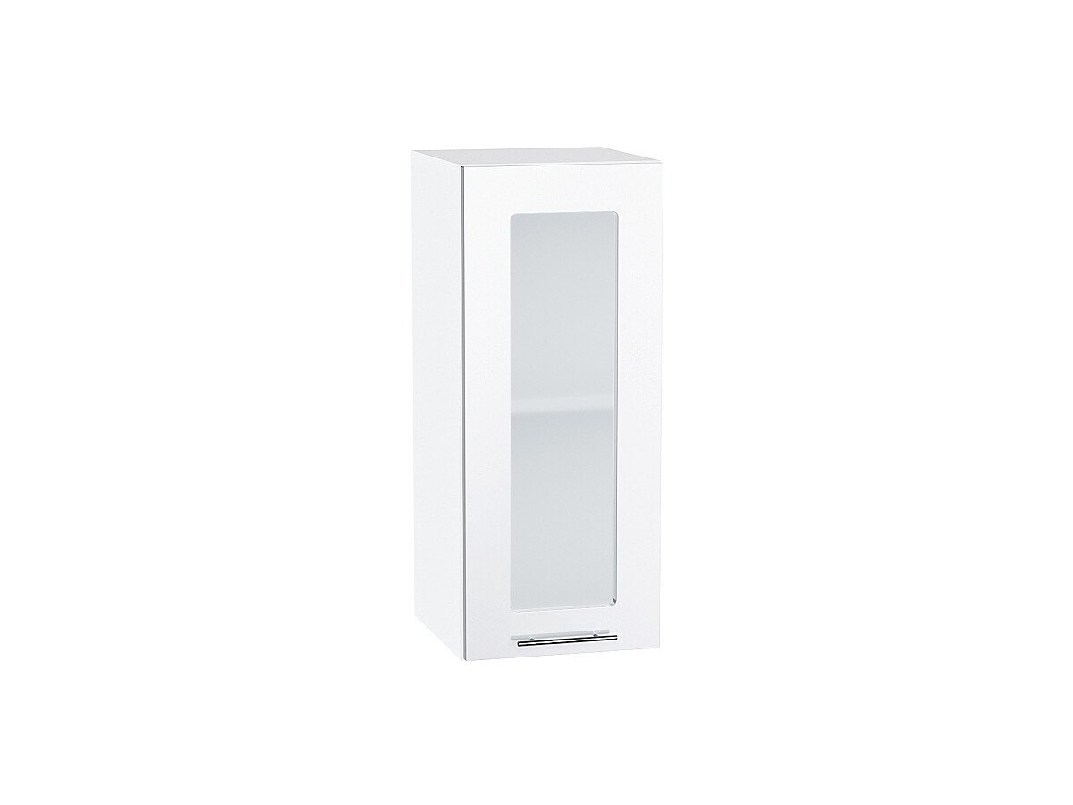 Шкаф верхний с 1-ой остекленной дверцей Валерия-М Белый глянец Белый 716*300*318