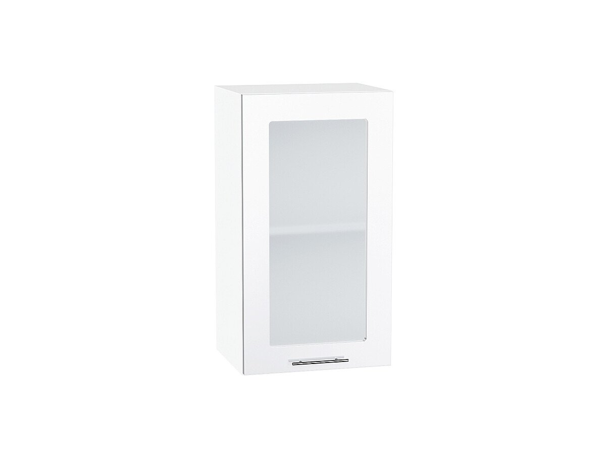 Шкаф верхний с 1-ой остекленной дверцей Валерия-М Белый глянец Белый 716*400*318